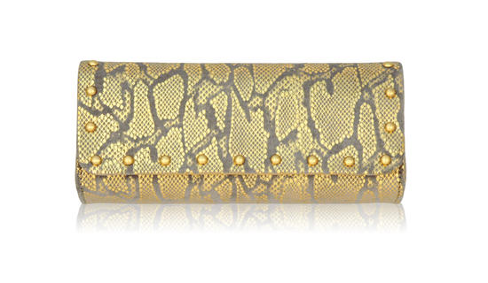 inge christopher Santa Rosa Flap Clutch Gold