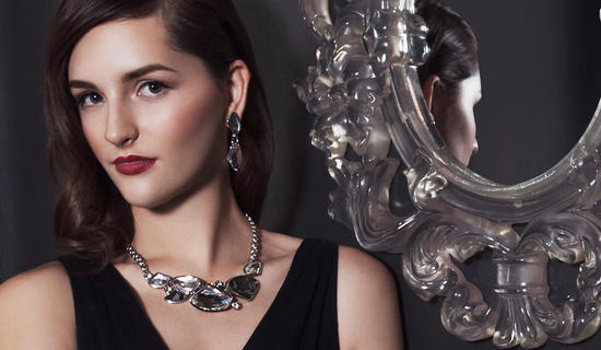 inge christopher Kentfield Crystal Collar Necklace Silver