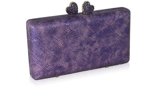 inge christopher Love Crystal Clasp Minaudiere Purple