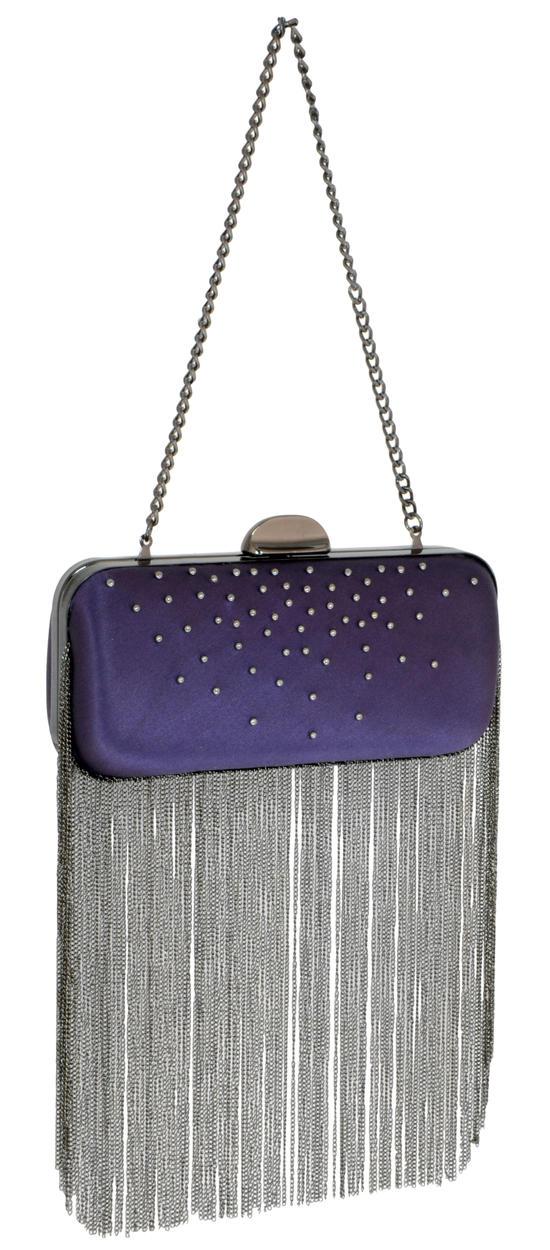 Inge Christopher Marina Chain Fringe Minaudiere Purple