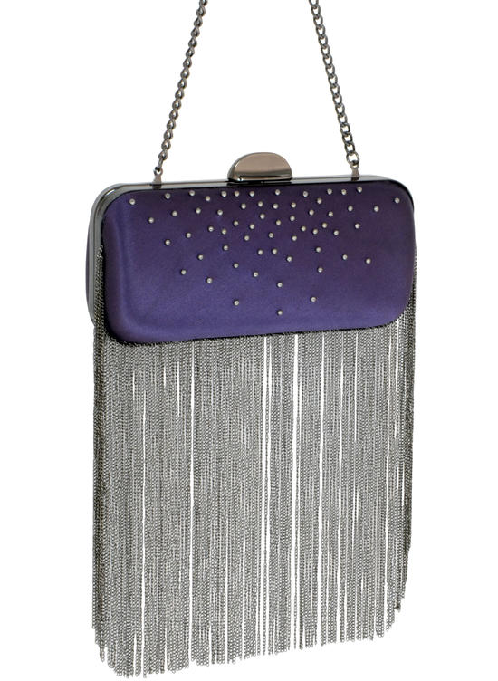 inge christopher Marina Chain Fringe Minaudiere Purple