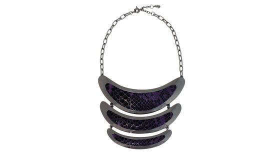 Inge Christopher Mill Valley Hematite Bib Necklace Jade