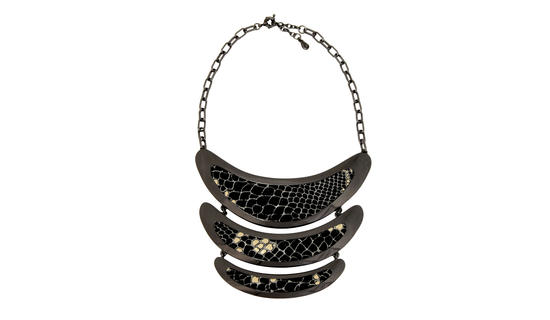 Inge Christopher Mill Valley Hematite Bib Necklace Red