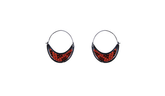 inge christopher Mill Valley Hematite Hoop Earrings Red