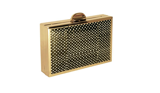 Inge Christopher Nadia Snakeskin Minaudiere Black White