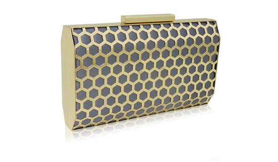 Inge Christopher Roma Metal Cut-Out Box Clutch Black
