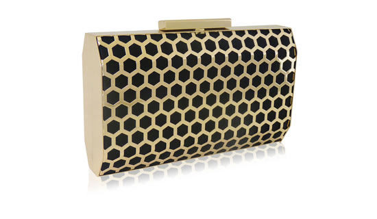inge christopher Roma Metal Cut-Out Box Clutch Black