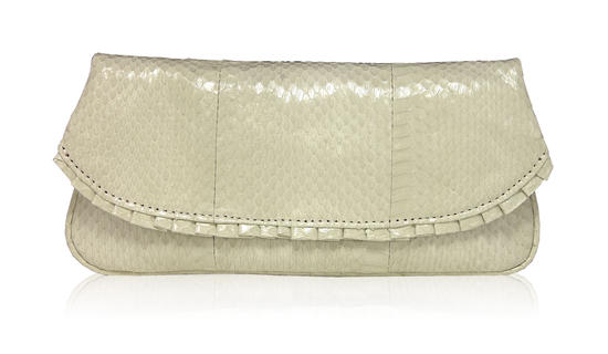 Inge Christopher Roxi Snakeskin Foldover Clutch Plum