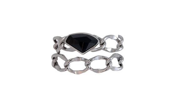inge christopher San Anselmo Crystal Chain Wrap Bracelet/Choker Silver / Jet Black