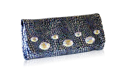 inge christopher Santa Cruz Crystal Roll Clutch Black Multi