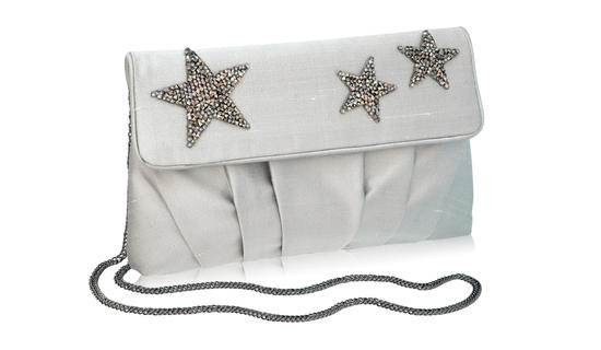 Inge Christopher Santa Ynez Crystal RocksStar Clutch Silver