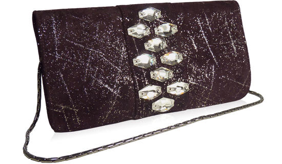 Inge Christopher Stella Crystal Foldover Clutch Black Cherry