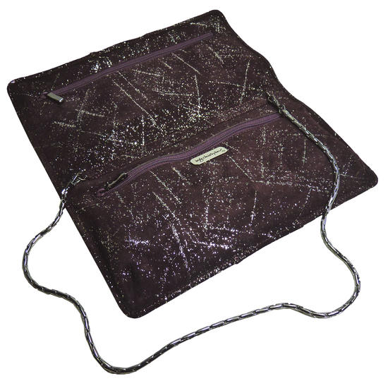 Inge Christopher Stella Crystal Foldover Clutch Black Cherry