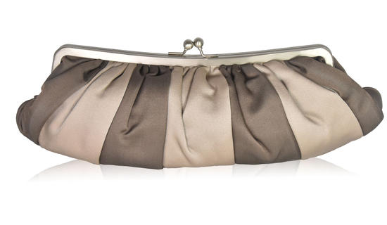 Inge Christopher Victoria Long Fan Clutch Black Silver