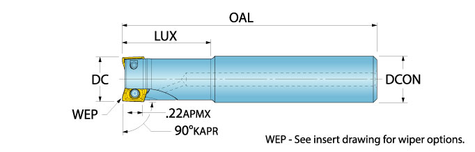 Ingersoll Series: 12J1D - 90° & Hi-Feed End Mill