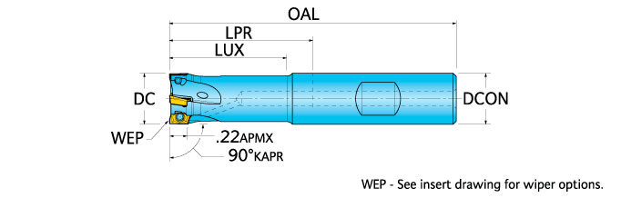 Ingersoll Series: 12J1D - 90° & Hi-Feed End Mill