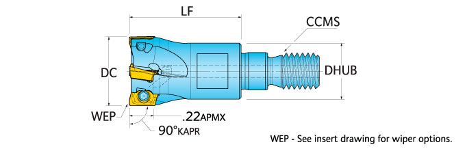 Ingersoll Series: 12J1D - 90° & Hi-Feed End Mill