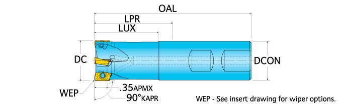 Ingersoll Series: 12J1P - 90° End Mill