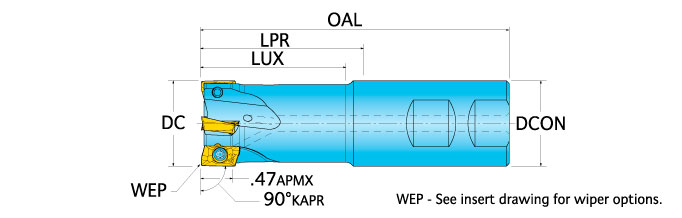 Ingersoll Series: 12J1R - 90° End Mill