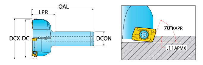 Ingersoll Series: 12L1P - 70° Roughing End Mill