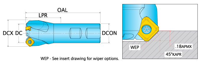 Ingersoll Series: 15N1F_R00 - 45° End Mill