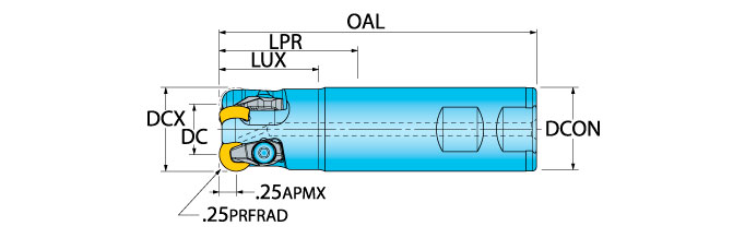 Ingersoll Series: 1DB1H - Ceramic Button End Mill