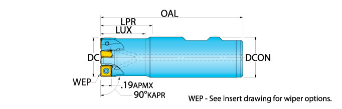 Ingersoll Series: 1DJ1E - 90° Rough & Finish End Mill