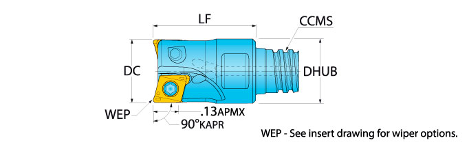 Ingersoll Series: 1TJ1B - 90° & Hi-Feed End Mill