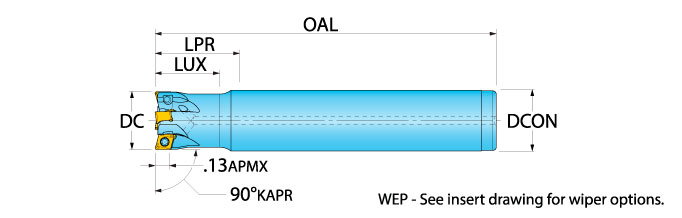 Ingersoll Series: 1TJ1B - 90° & Hi-Feed End Mill