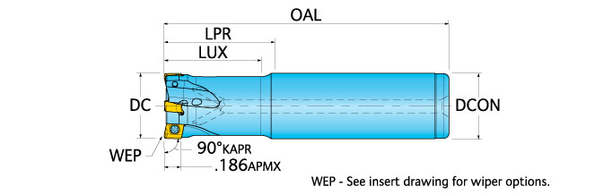 Ingersoll Series: 1TJ1C - 90° & Hi-Feed End Mill