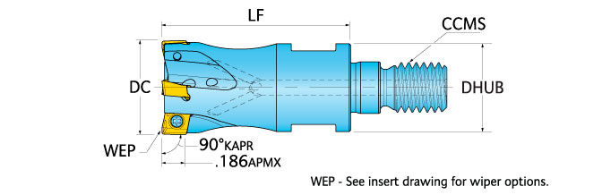 Ingersoll Series: 1TJ1C - 90° & Hi-Feed End Mill (Metric)