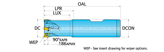 Ingersoll Series: 1TJ1C - 90° & Hi-Feed End Mill
