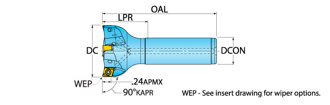 Ingersoll Series: 1TJ1D - 90° End Mill For Knee Mills