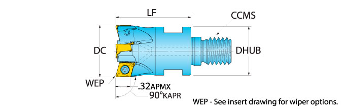 Ingersoll Series: 1TJ1F - 90° & Hi-Feed End Mill