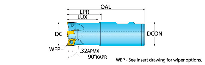 Ingersoll Series: 1TJ1F - 90° & Hi-Feed End Mill