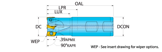 Ingersoll Series: 1VX1F_R01 - 90° End Mill