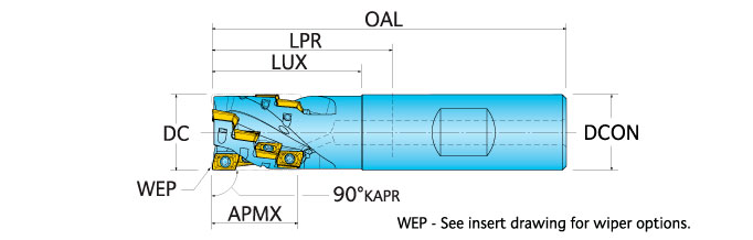Ingersoll Series: 22J3D - 90° End Mill