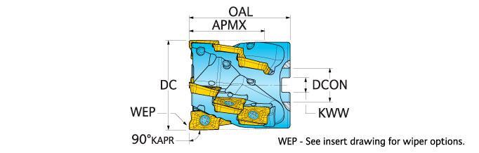 Ingersoll Series: 22J3G - 90° Rough & Finish Shell Mill
