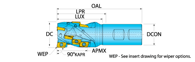 Ingersoll Series: 22J3R - 90° End Mill