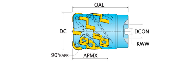 Ingersoll Series: 25J3P_R - 90° Shell Mill For .25"R