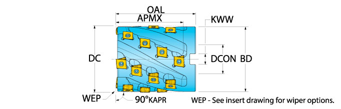 Ingersoll Series: 2SJ1H 2SJ1L - 90° Shell Mill