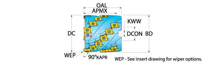 Ingersoll Series: 2SJ1N - 90° Heavy Duty Shell Mill