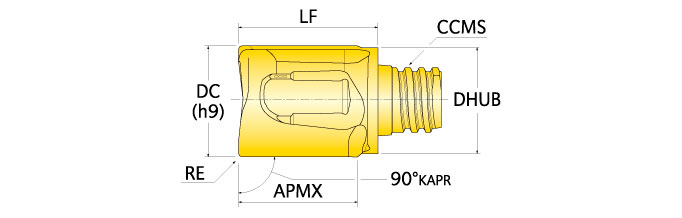 Ingersoll Series: 45D - 90° Drill-Mill Tip