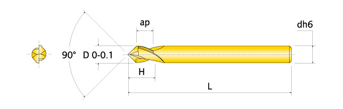 Ingersoll Series: 45SRB - 90° End Mill 90° Point