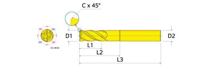 Ingersoll Series: 47C_RQ - 90° End Mill