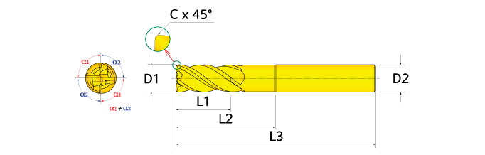 Ingersoll Series: 47CRQ - 90° End Mill