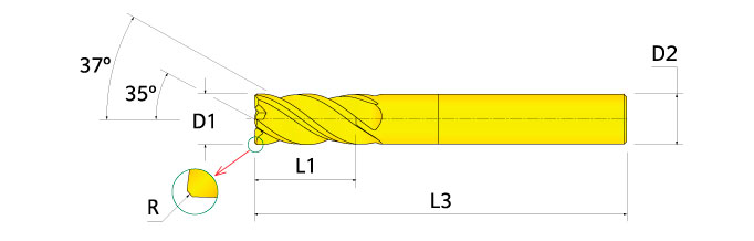 Ingersoll Series: 47CRQ - 90° End Mill