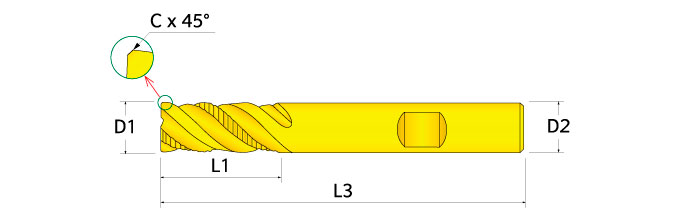 Ingersoll Series: 47D_RD - 90° End Mill