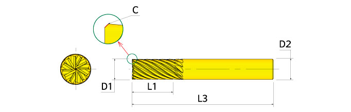 Ingersoll Series: 48J_RQ - 90° End Mill