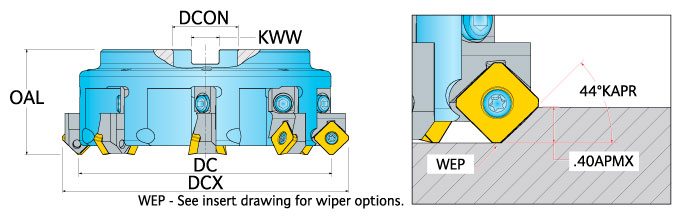 Ingersoll Series: 4W2A - 45° Cartridge Face Mill